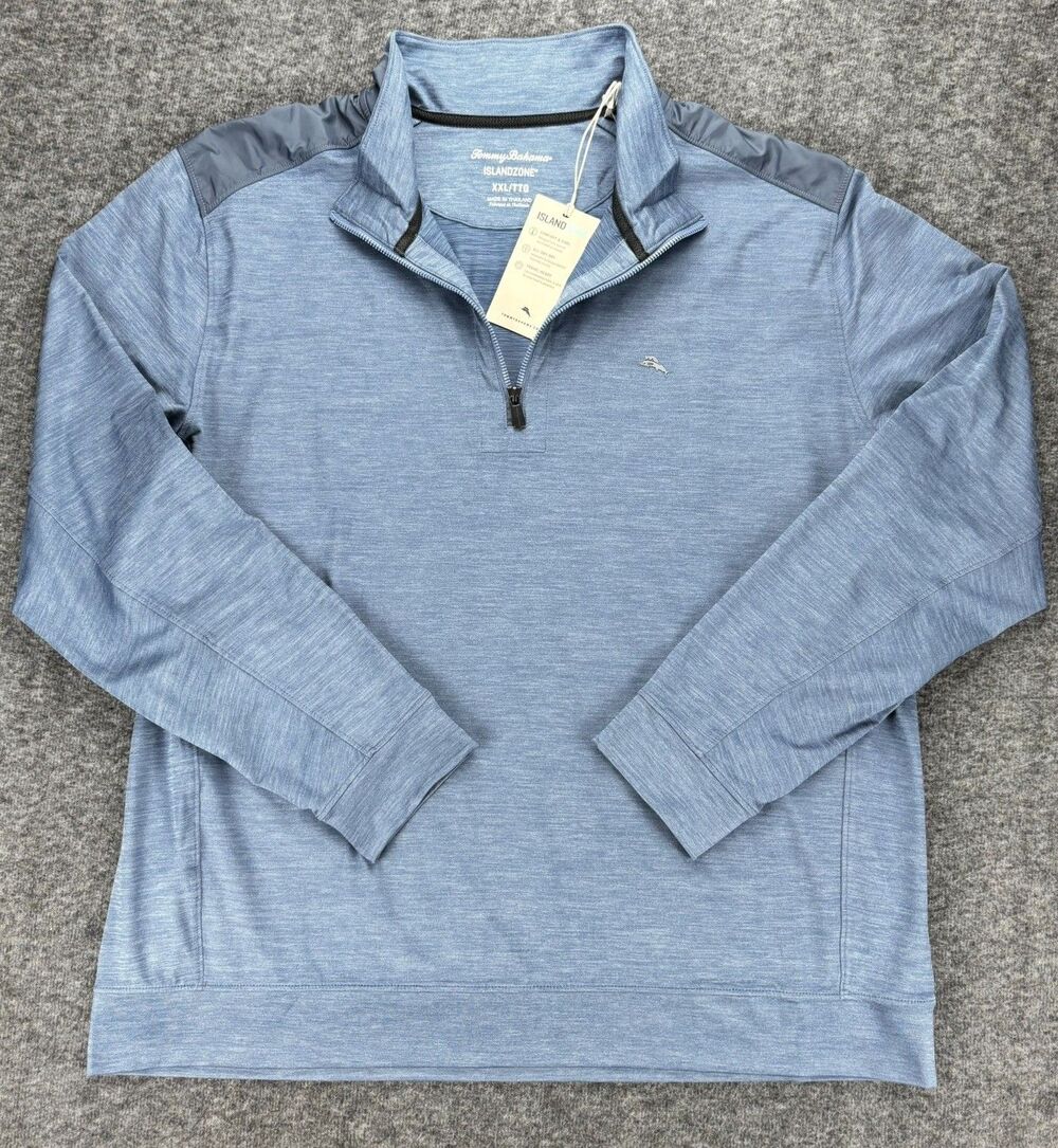 Tommy Bahama IslandZone Quarter Zip Pullover Men XXL Blue NWT Performance Golf
